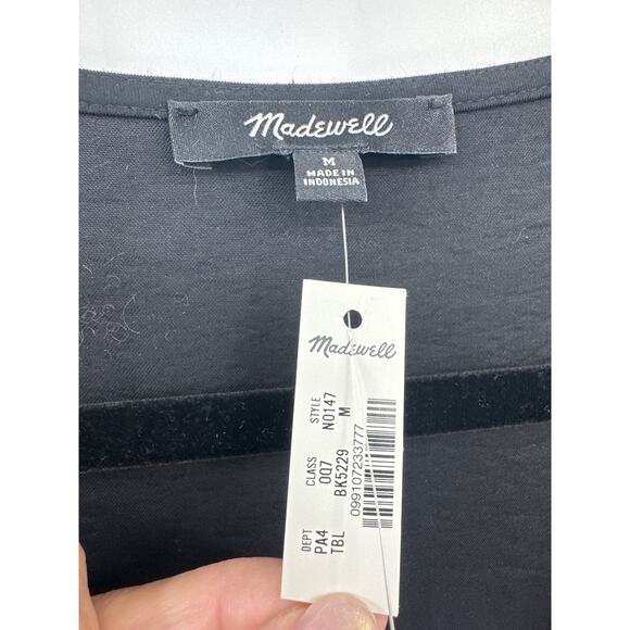 Madewell Michelle V-Neck Empire Midi Dress Black Size Medium NWT NO147 - Picture 4 of 8